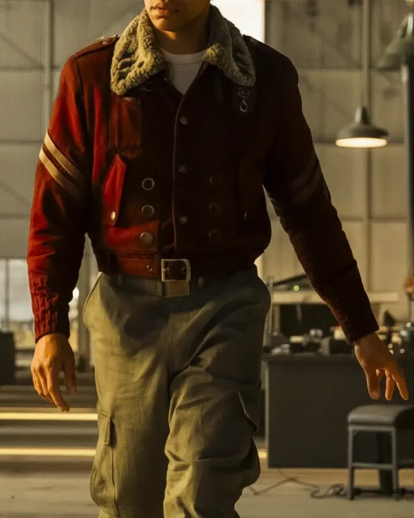 Fallout TV Series Maximus Red Suede Jacket  Aaron Moten Style