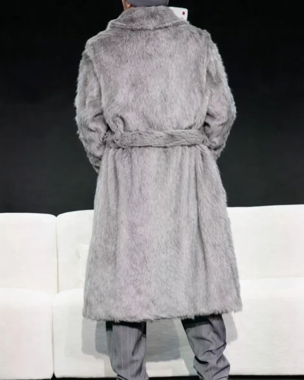 Bad Bunny Inspired Grey Fur Coat  Warm and Stylish Outerwear