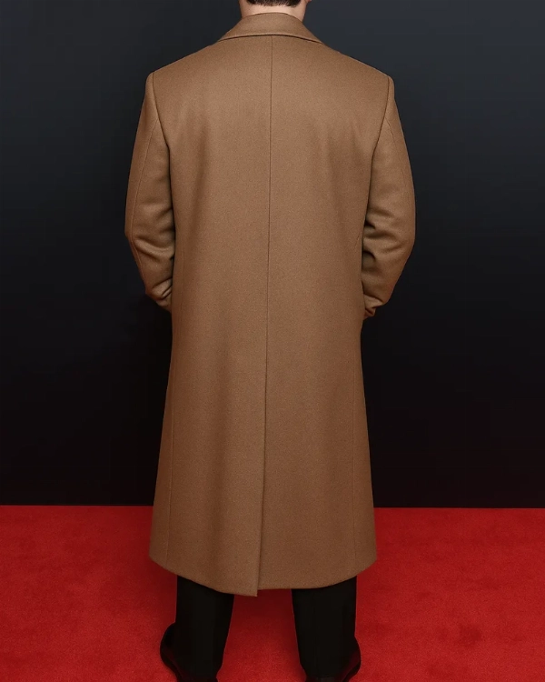 Men’s Brown Wool Coat Inspired by The Weeknd  Stylish Celebrity Outerwear