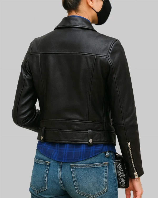  Pom Klementieff Mission Impossible 7 Black Leather Biker Jacket for Women