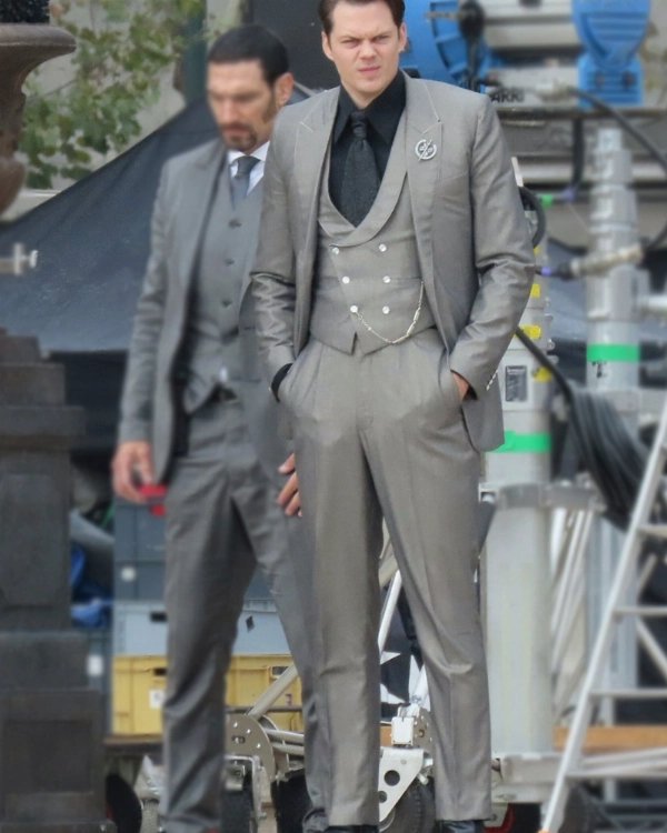 John Wick 4 Marquis (Bill Skarsgård) Grey Blazer Stylish Outfit