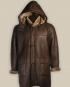 Men Dark Brown Shearling Leather long Coat Customer Review