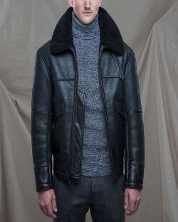 Aviator B3 Black Leather Shearling Collar Jacket