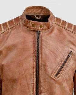 Tan Waxed leather jacket for men