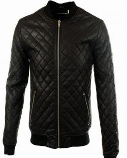 Black Quilted Bomber Jacket