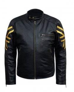 Latest design Men's Biker Black UK Flag Leather Jacket