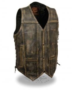 Distressed Brown Biker Vests