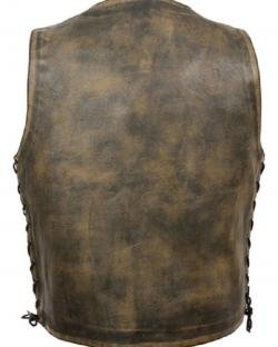 Distressed Brown Biker Vests