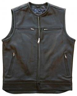 Men's TJ Black Leather Club Vest