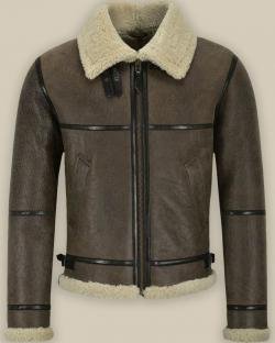 Men B3 Brown Air Force Shearling Leather Jacket