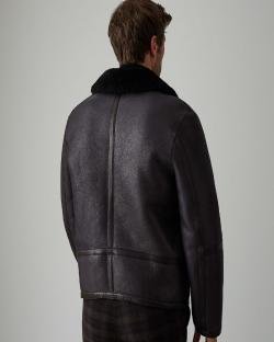 Men Black Aviator Flaying Leather Jacket