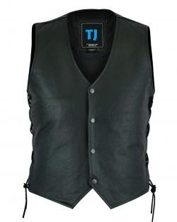 Men biker Black Leather Vest