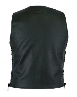 Men biker Black Leather Vest