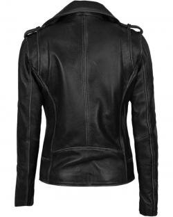 Womens Black Leather Motorcycle Jacket