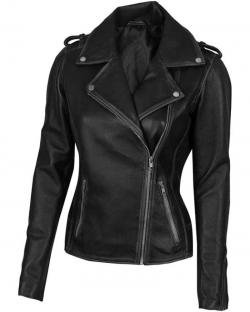 Womens Black Leather Motorcycle Jacket