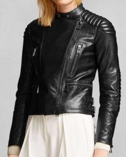 Stylish Shoulders Padded Women's Biker Jacket