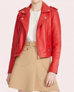 Women’s Notched Collar Red Jacket