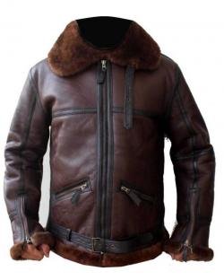 Men Aviator Bomber Leather Jacket