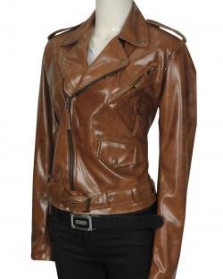 Chocolate Brown Female Leather Jacket
