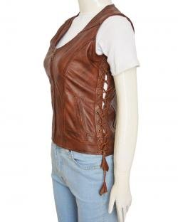 Women Brown Leather Vest