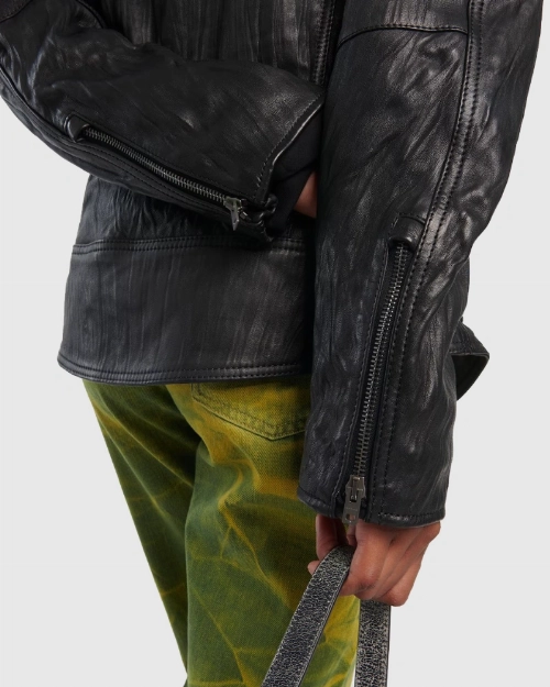 Coachella Megan Fox Black Oversized Leather Jacket