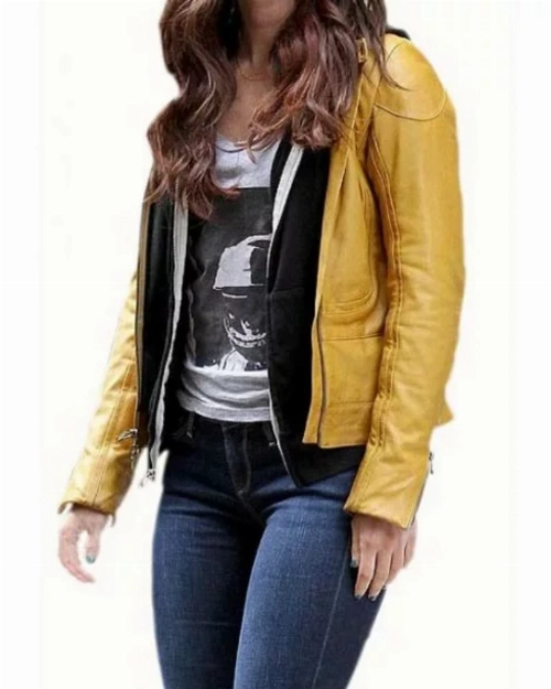 Megan Fox Inspired TMNT Yellow Leather Jacket  Limited Edition Fashion
