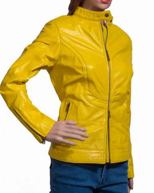 TMNT Yellow Leather Jacket Worn by Megan Fox  Shop Now