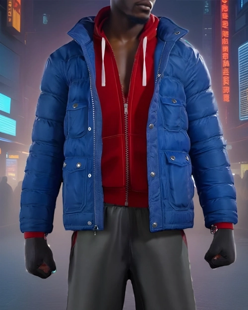 Authentic Spider-Man Miles Morales Blue Puffer Jacket for Fans