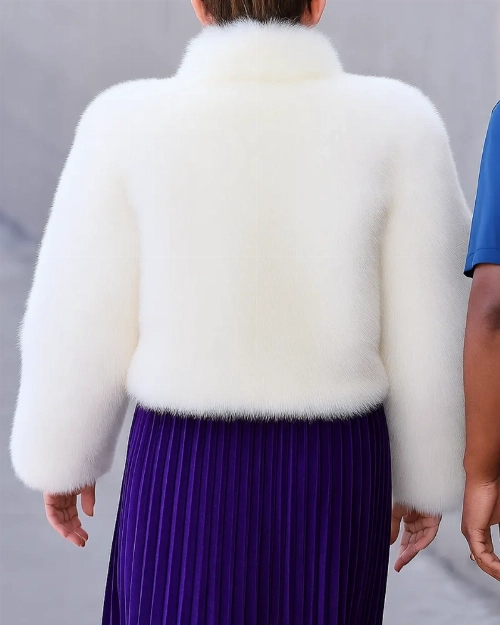 Miley Cyrus White Fur Jacket  Celebrity Winter Fashion