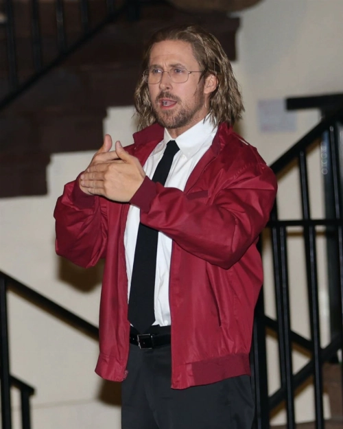 Bold & Elegant: Ryan Gosling Maroon Jacket from SNL Papyrus 2