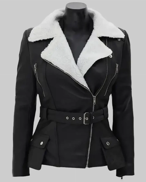 Carrie Women’s Classic Black Leather Jacket  Limited Clearance