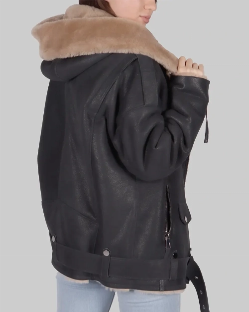 Women’s Trendy Debra B-3 Leather Jacket in Black  Final Sale