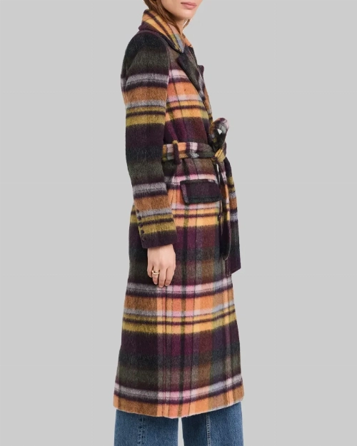 Elegant Lily Collins Plaid Coat  Perfect for Cold Weather