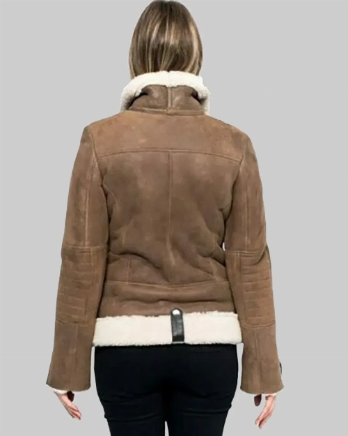 Stylish Brown Shearling Jacket for Women by Ximena