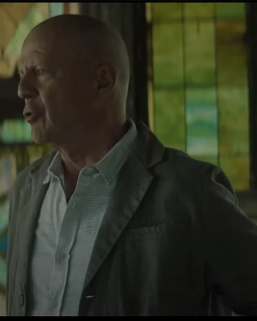 Bruce Willis Assassin Grey Leather Jacket  Rugged & Stylish Design