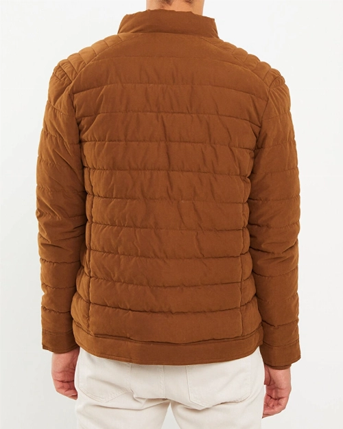Men’s Cotton Quilted Puffer Jacket  Stylish Western Brown Outerwear