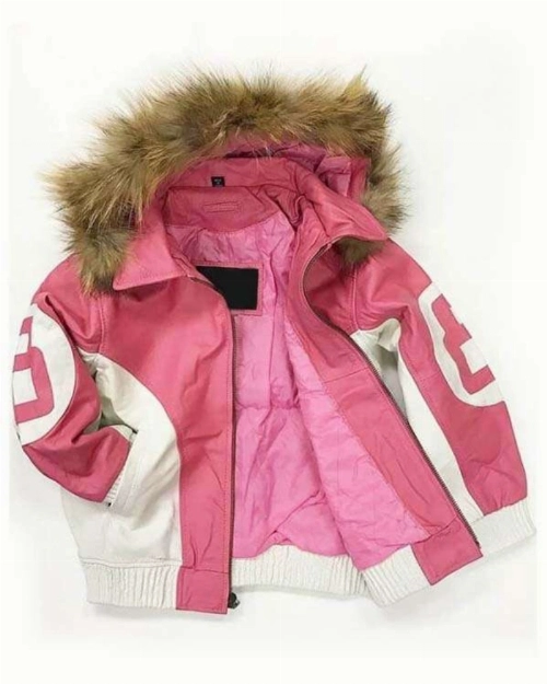 8 Ball Pink Hooded Jacket  Retro Streetwear Style Urban Fashion Outerwear