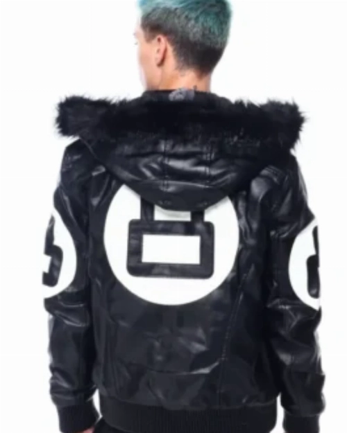 Trendy Men’s Real Leather 8 Ball Jacket  Hooded Fur Design