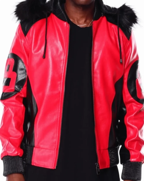Men’s Scarlet 8 Ball Leather Hoodie  Urban Statement Piece