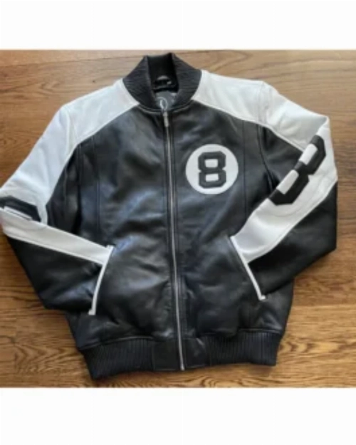 Men’s Black & White 8 Ball Bomber Jacket  Trendy Fashion Jacket