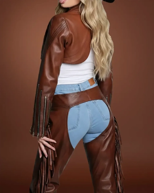 Women’s Brown Cropped Jacket  Modern Beyond the Gates Look