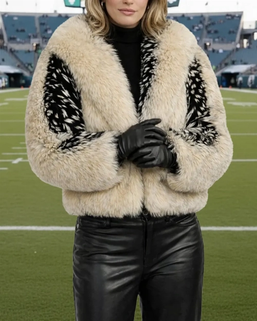 Women's Luxurious Fur Coat Like Erin Andrews  Premium Celebrity Jacket