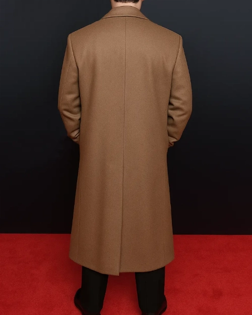 Men’s Brown Wool Coat Inspired by The Weeknd  Stylish Celebrity Outerwear