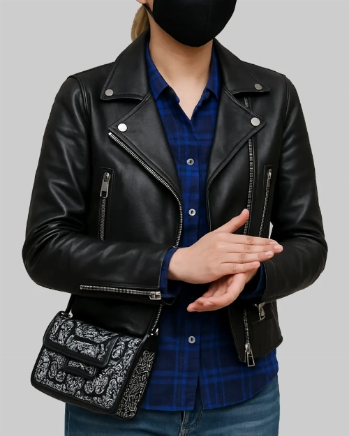  Mission Impossible Dead Reckoning Pom Klementieff Black Biker Leather Jacket