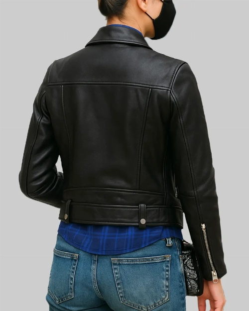  Pom Klementieff Mission Impossible 7 Black Leather Biker Jacket for Women