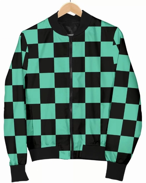 Demon Slayer Tanjiro Kamado Green Checkered Bomber Jacket