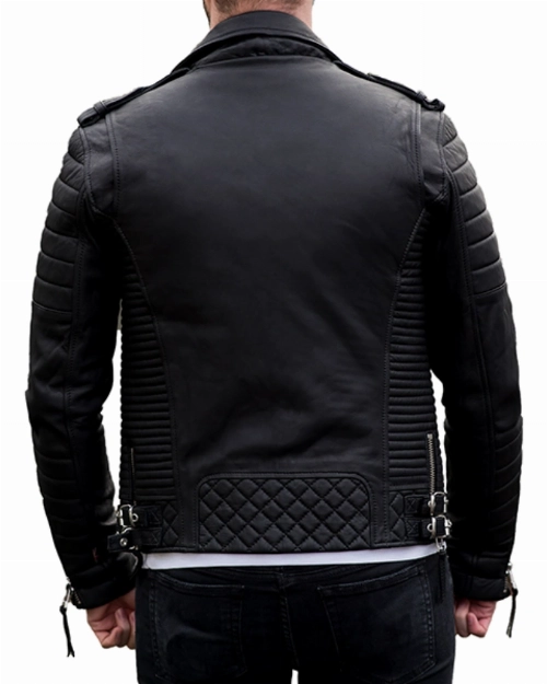 Premium Men’s Black Leather Moto Biker Jacket