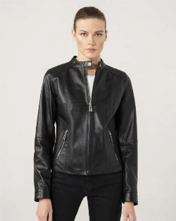 Biker Style Women Casual Black Leather Jacket - image 1