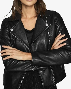 Women Basic Black Leather Jacket - image 3