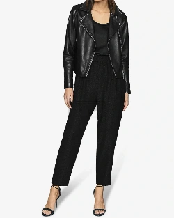 Women Basic Black Leather Jacket - image 5